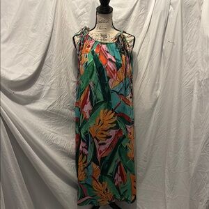 FARM Rio Blue and Orange Spaghetti Strap Maxi Sundress